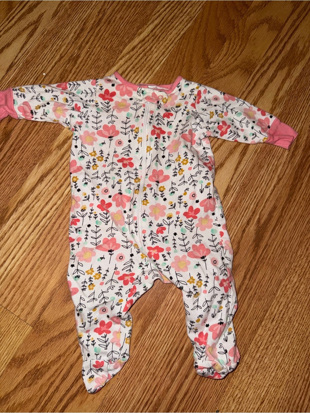Gerber Pink Floral Footed One-Piece Sleeper